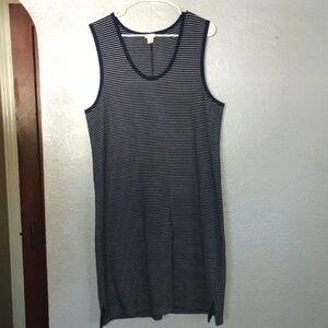 Jcrew women’s navy blue, white stripes Midi Nautical Summer Cotton Blend L